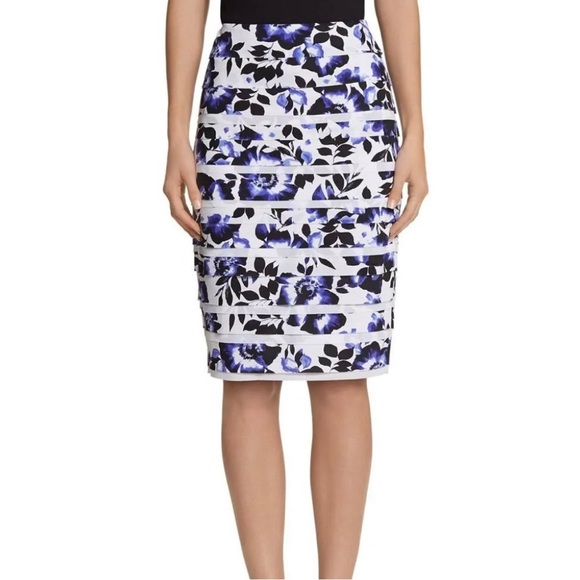 White House Black Market Floral Skirt Tiered Pencil Skirt Women’s Size 6 - Picture 5 of 9